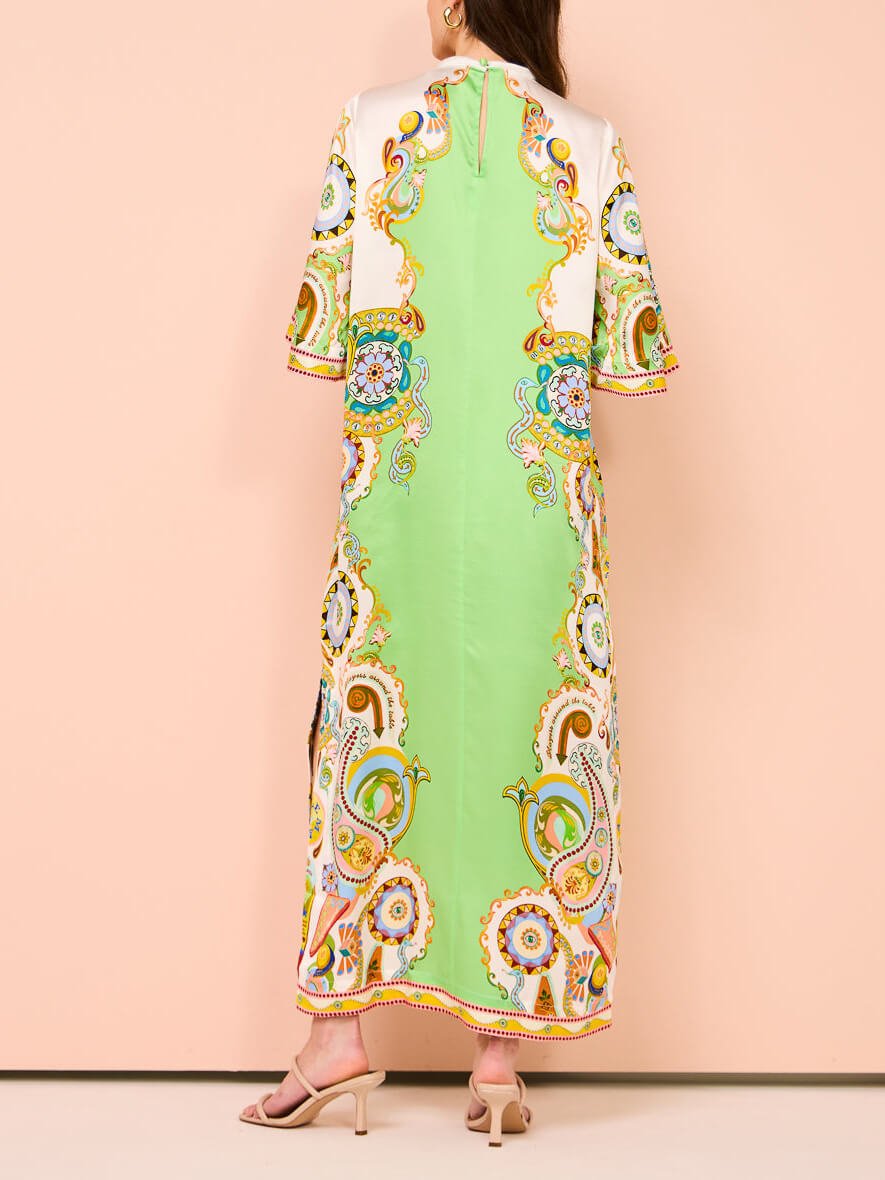 Bazaar Whirl Print Midi Dress - TheBohoBloom