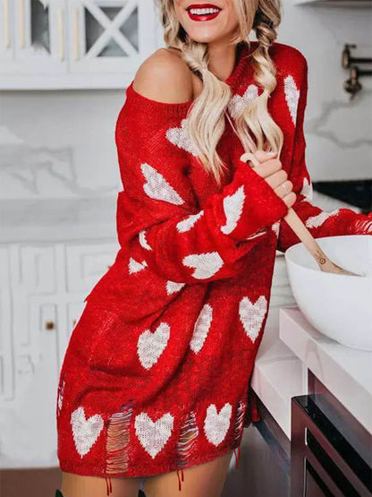 Love in Knit Hollow Heart Mini Dress