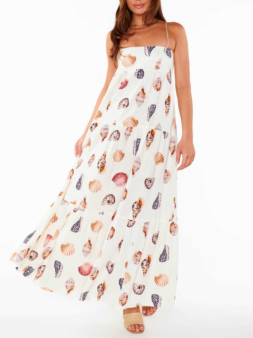 Seashell Serenity Pleated Maxi Dress