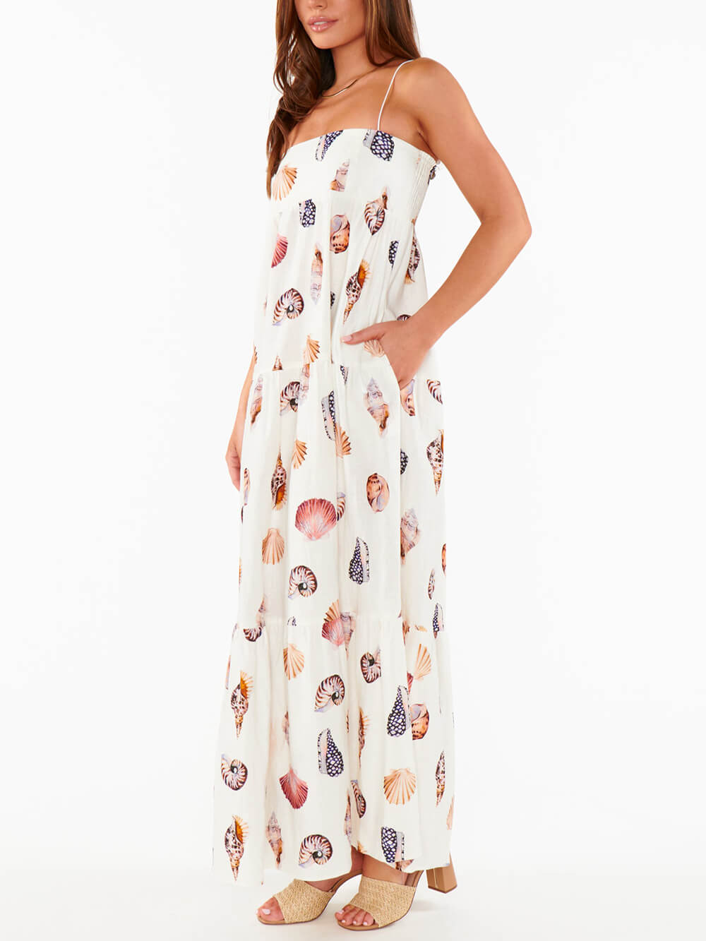 Seashell Serenity Pleated Maxi Dress