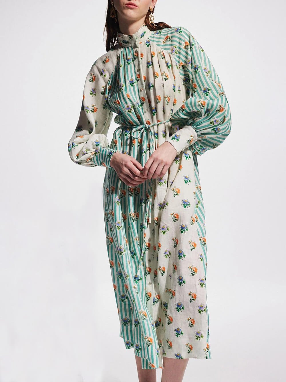 Cottagecore Puff Sleeve Midi Dress - TheBohoBloom