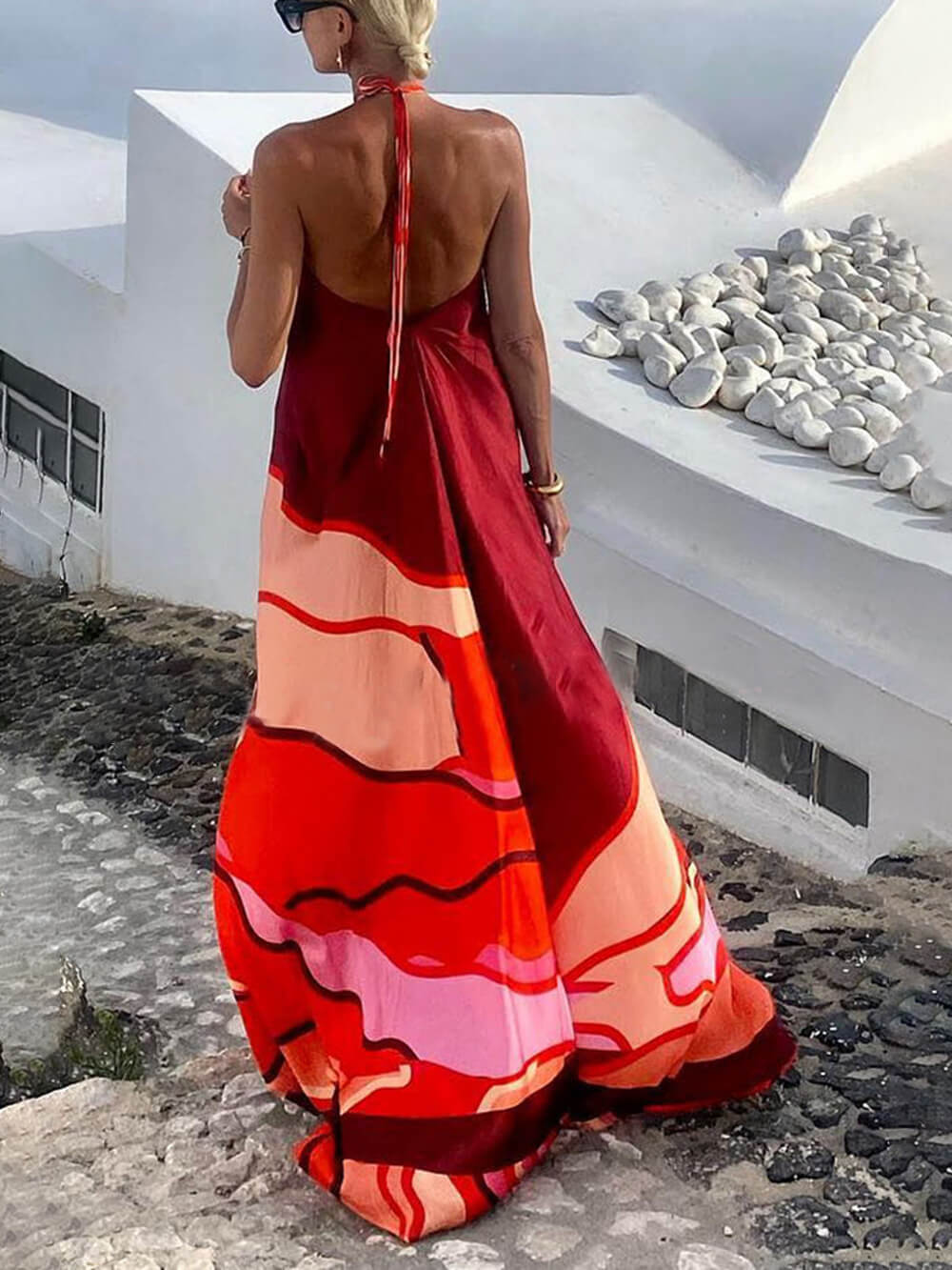 Sun-Kissed Halter Maxi Dress