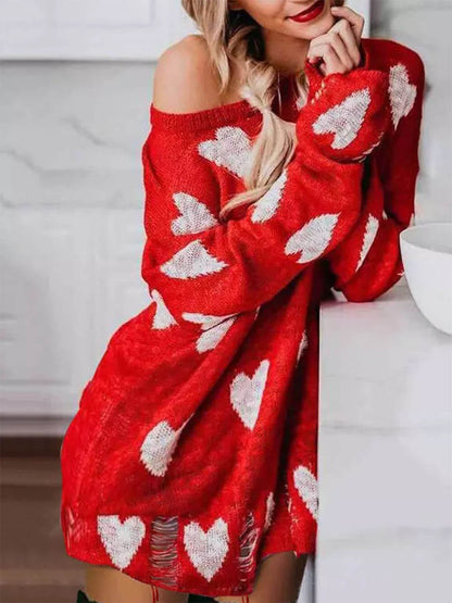 Love in Knit Hollow Heart Mini Dress