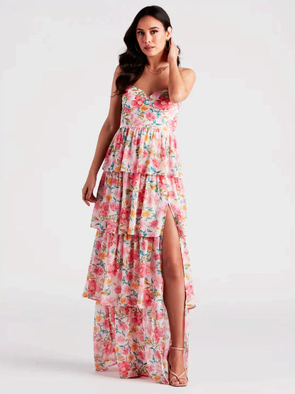 Petals Symphony Tiered Maxi Dress