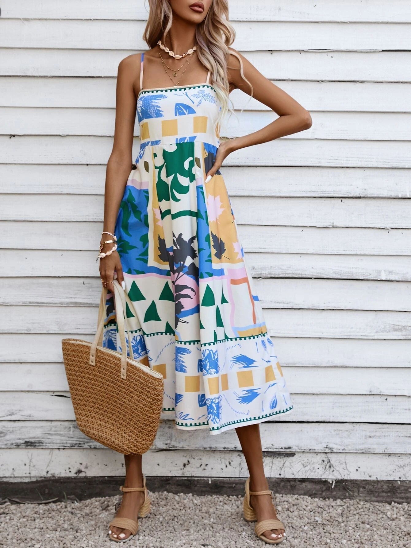 Vibrant Vision Patchwork Midi Dress