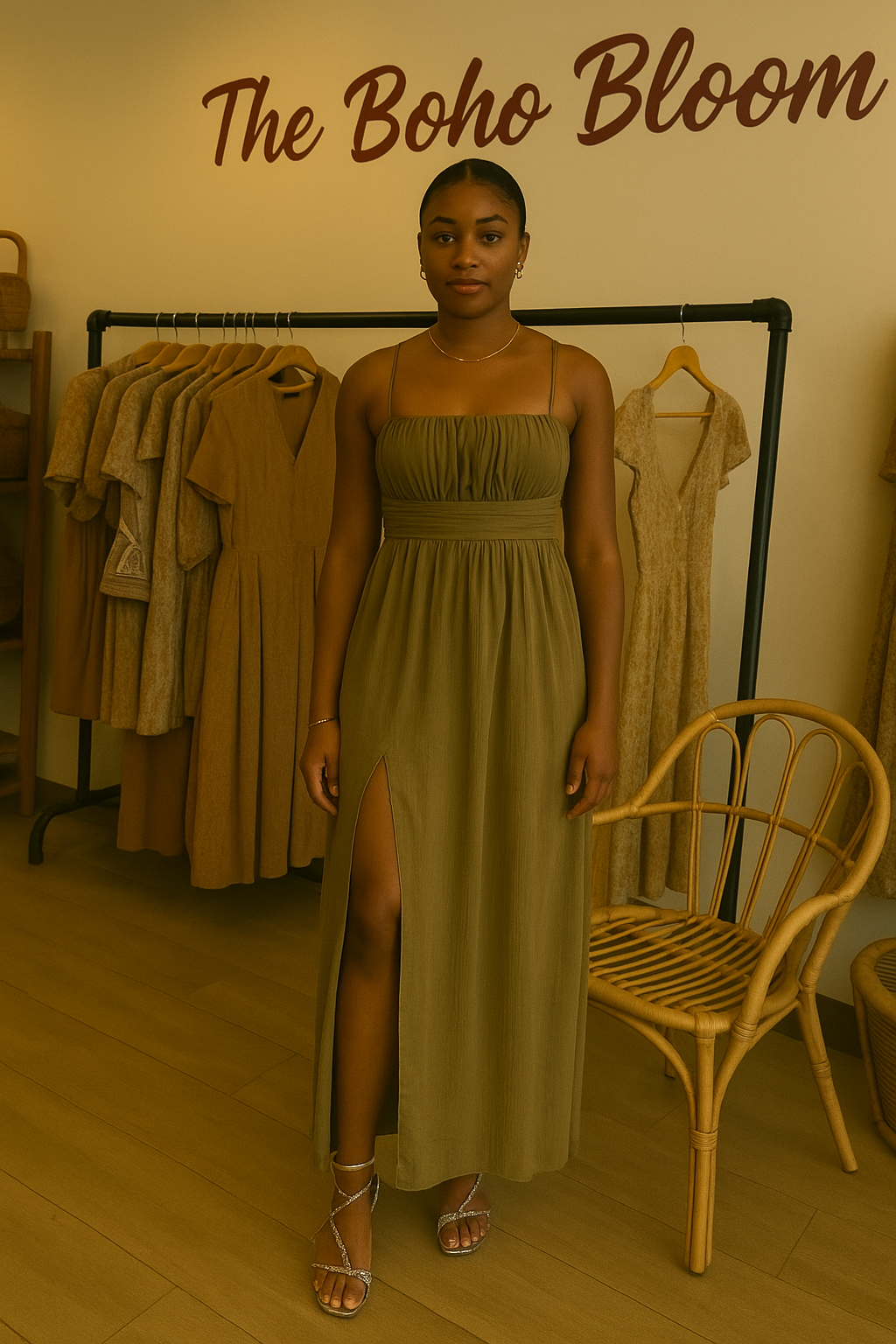 Earthbound Grace Side Slit Maxi Dress