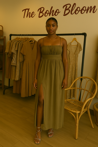 Earthbound Grace Side Slit Maxi Dress