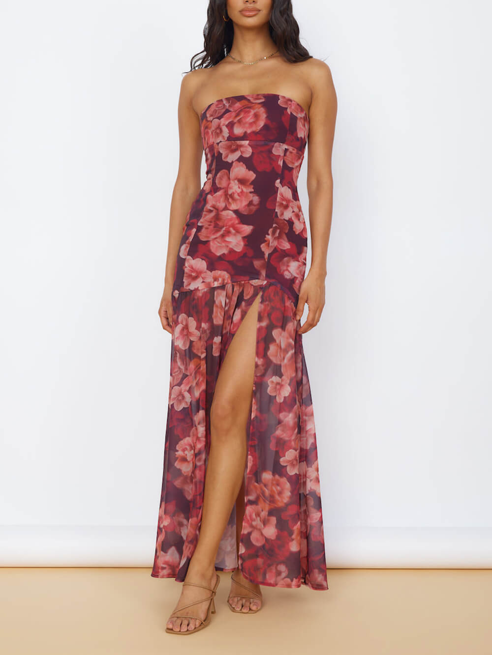 Blooming Elegance Bandeau Maxi Dress