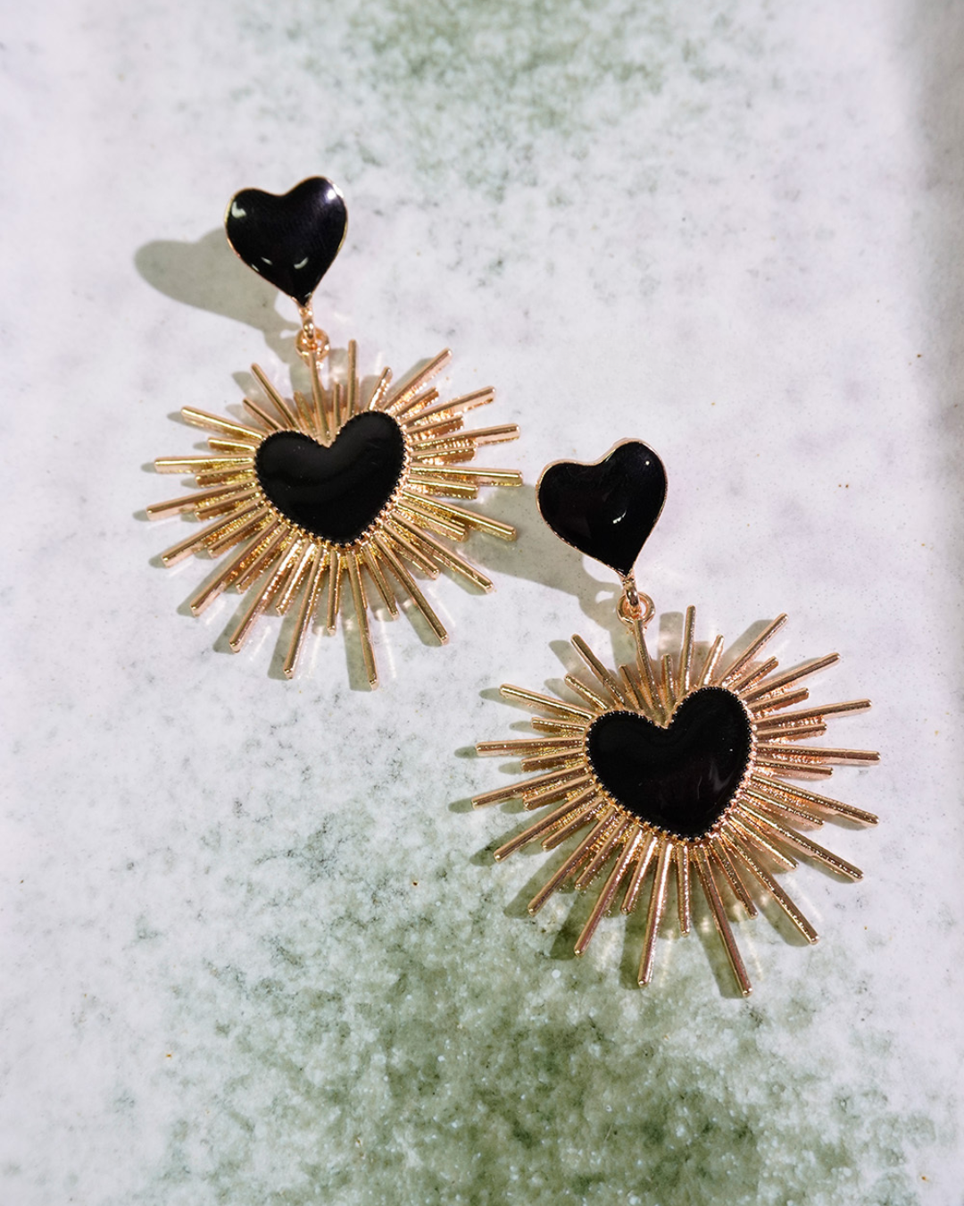Midnight Thornburst Heart Earrings