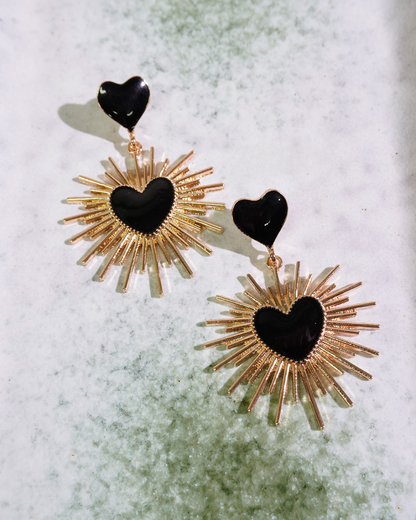 Midnight Thornburst Heart Earrings
