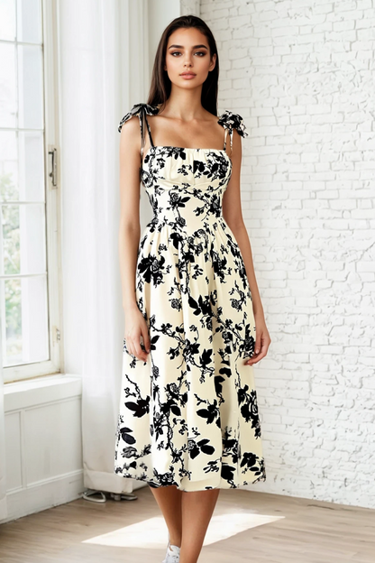 Inkwash Petal Romance Midi Dress
