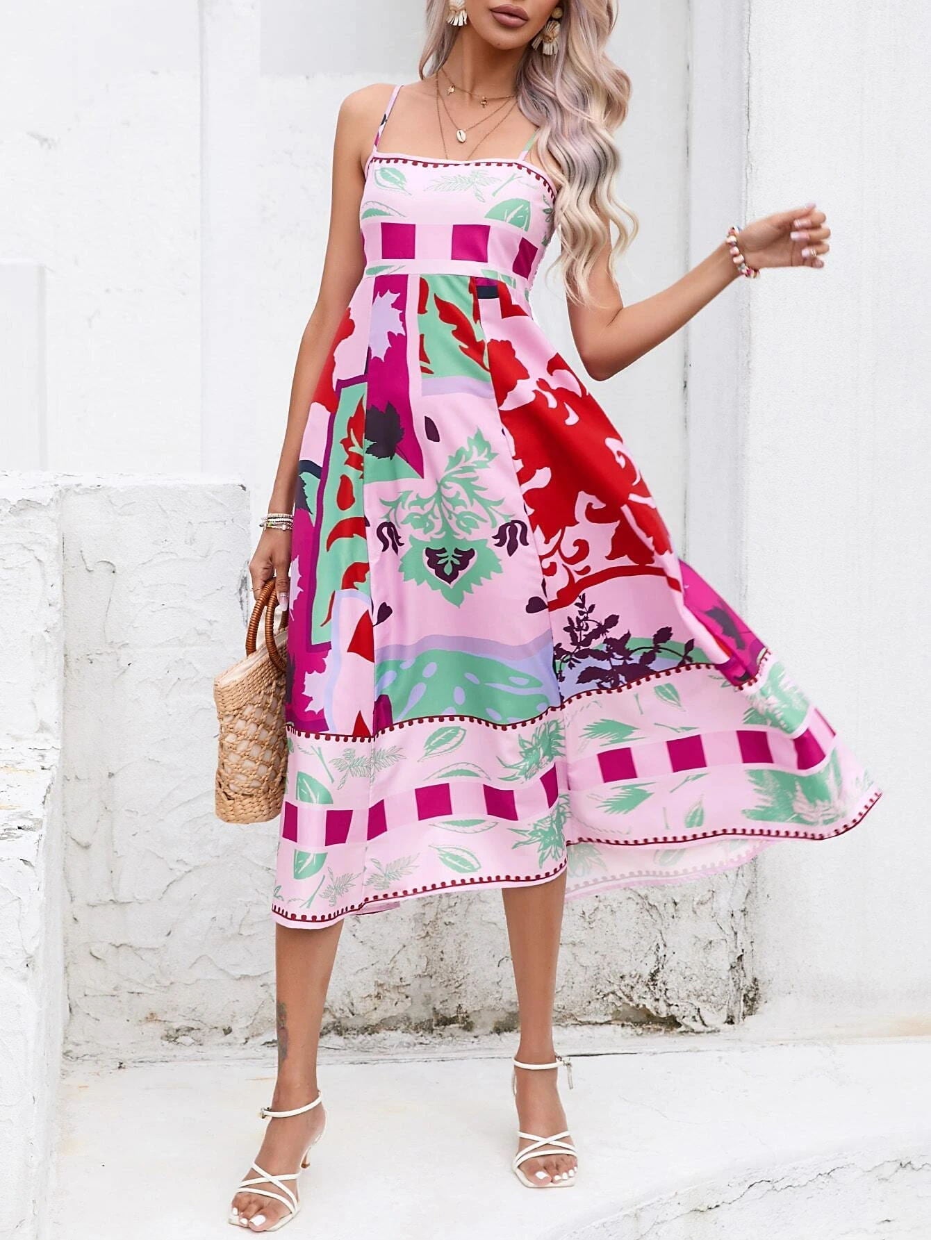 Vibrant Vision Patchwork Midi Dress