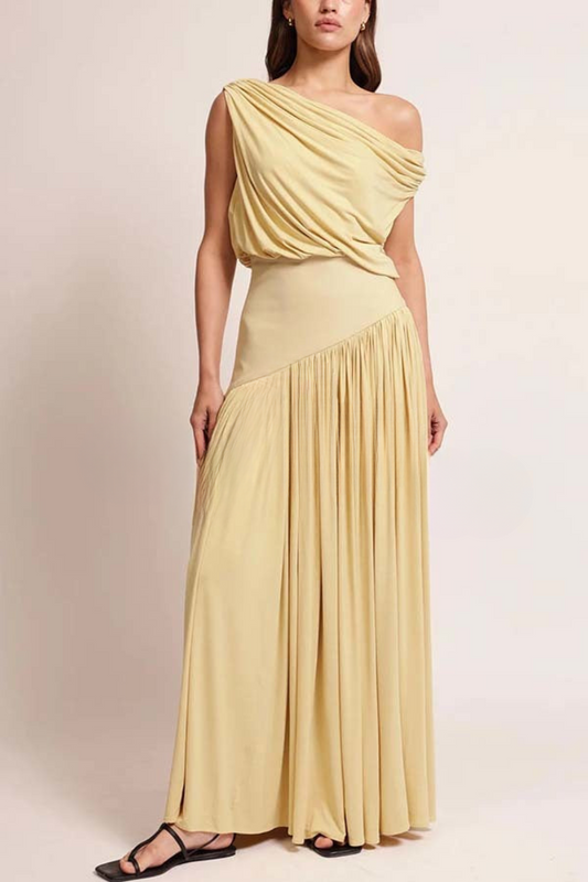 Luminous Flow Draped Maxi Dress