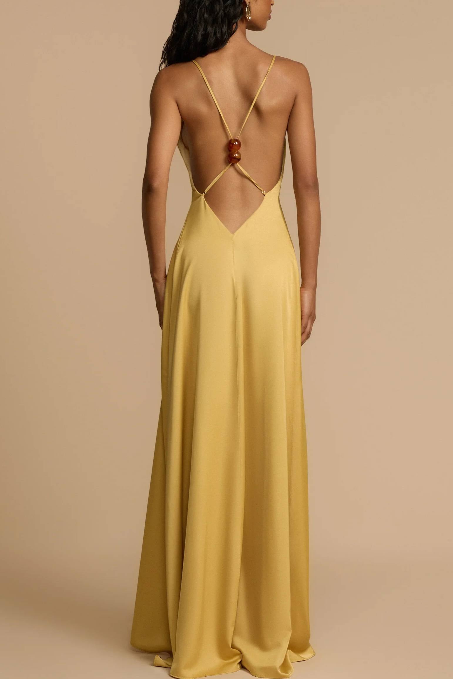 Deep V-neck Backless Maxi Dress