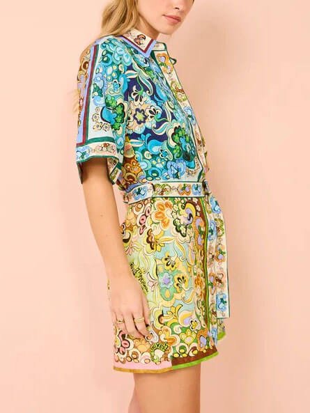 Groovy Garden Satin Mini Dress - TheBohoBloom