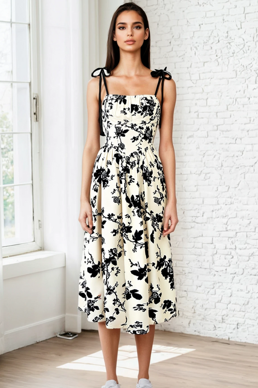 Inkwash Petal Romance Midi Dress