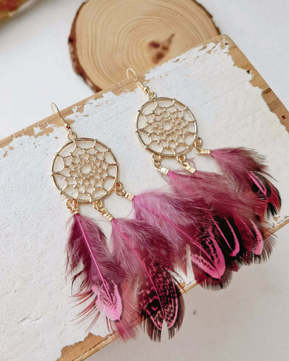 Mystic Plum Dreamcatcher Earrings