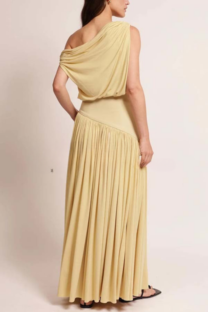 Luminous Flow Draped Maxi Dress
