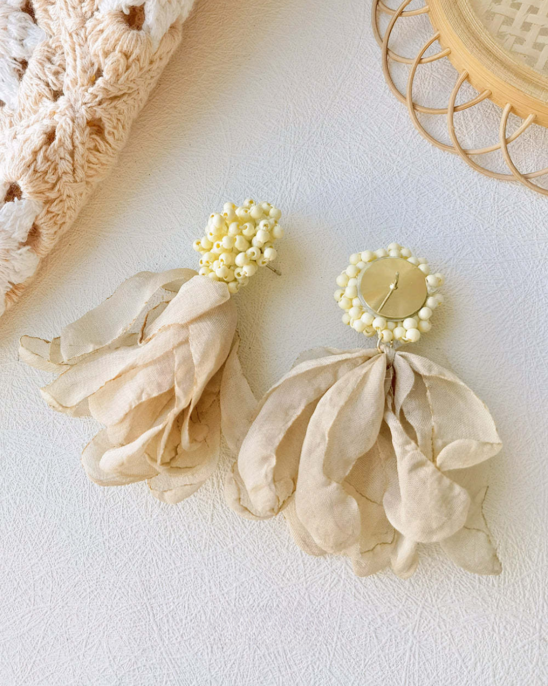 Cream Blossom Statement Earrings