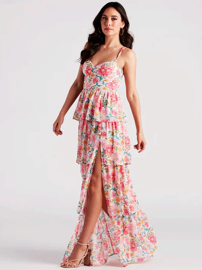 Petals Symphony Tiered Maxi Dress