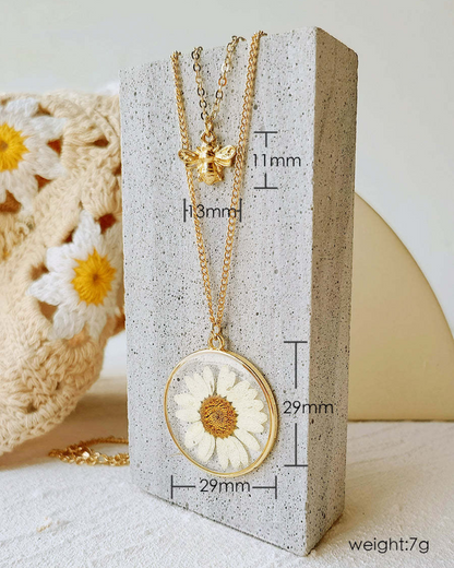 Sweet Meadow Bee & Flower Necklace