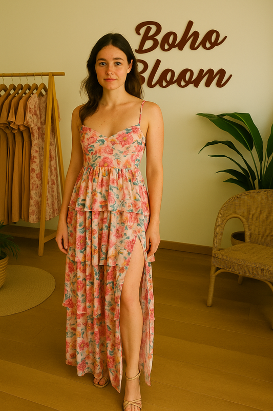 Petals Symphony Tiered Maxi Dress