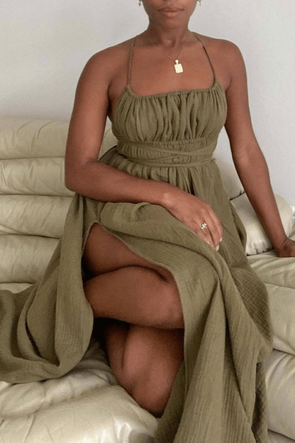 Earthbound Grace Side Slit Maxi Dress - TheBohoBloom