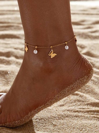 Four Leaf Clover Butterfly Star Moon Anklet