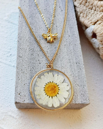 Sweet Meadow Bee & Flower Necklace