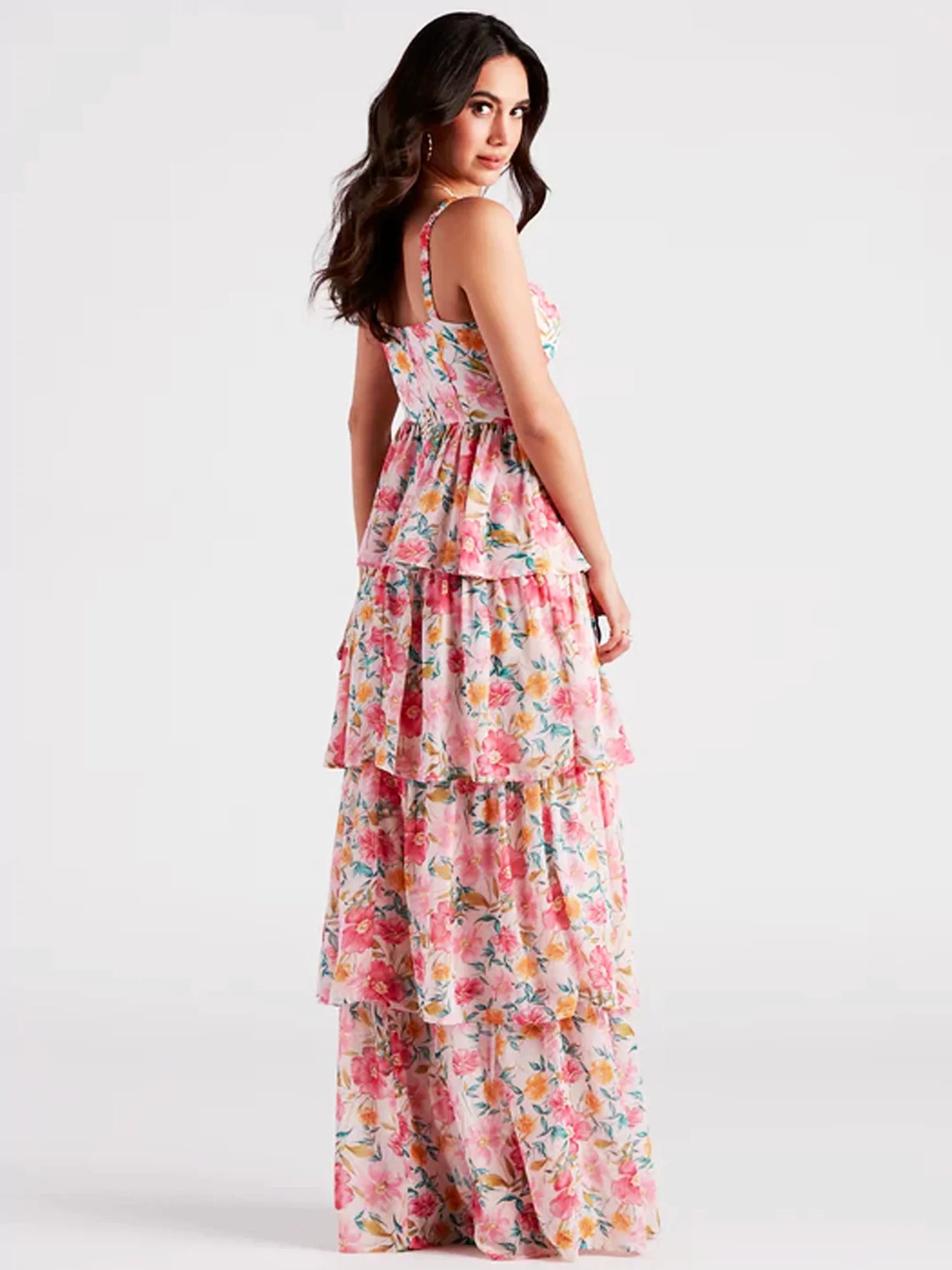 Petals Symphony Tiered Maxi Dress