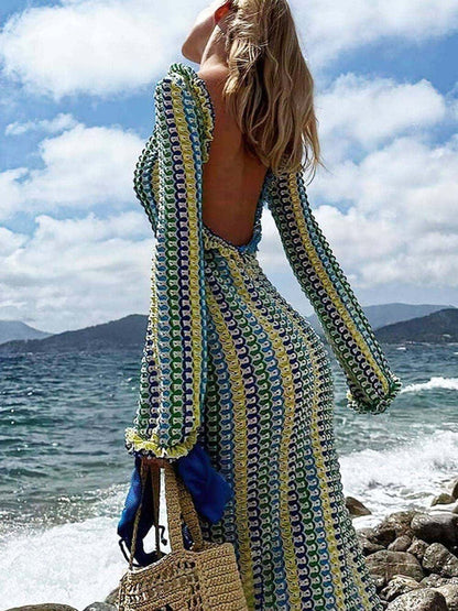 Vibrant Horizon Beach Maxi Dress