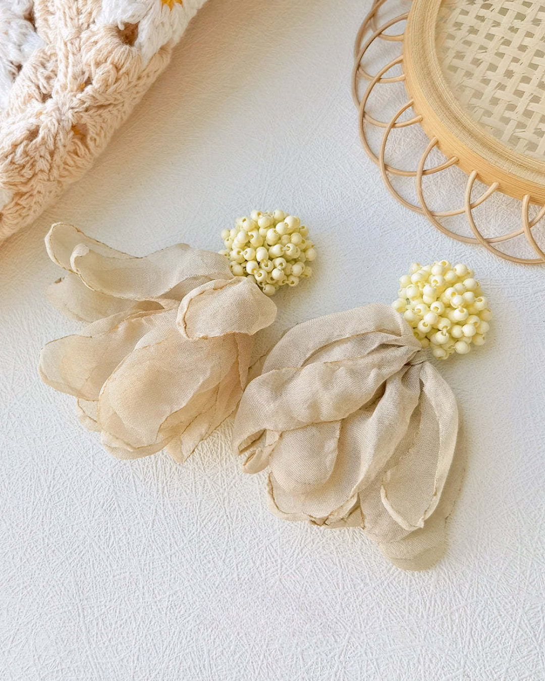 Cream Blossom Statement Earrings