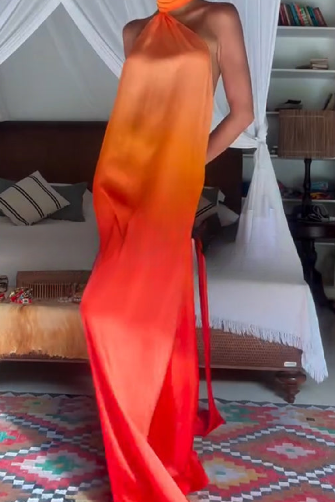 Saffron Mirage Halter Maxi Dress