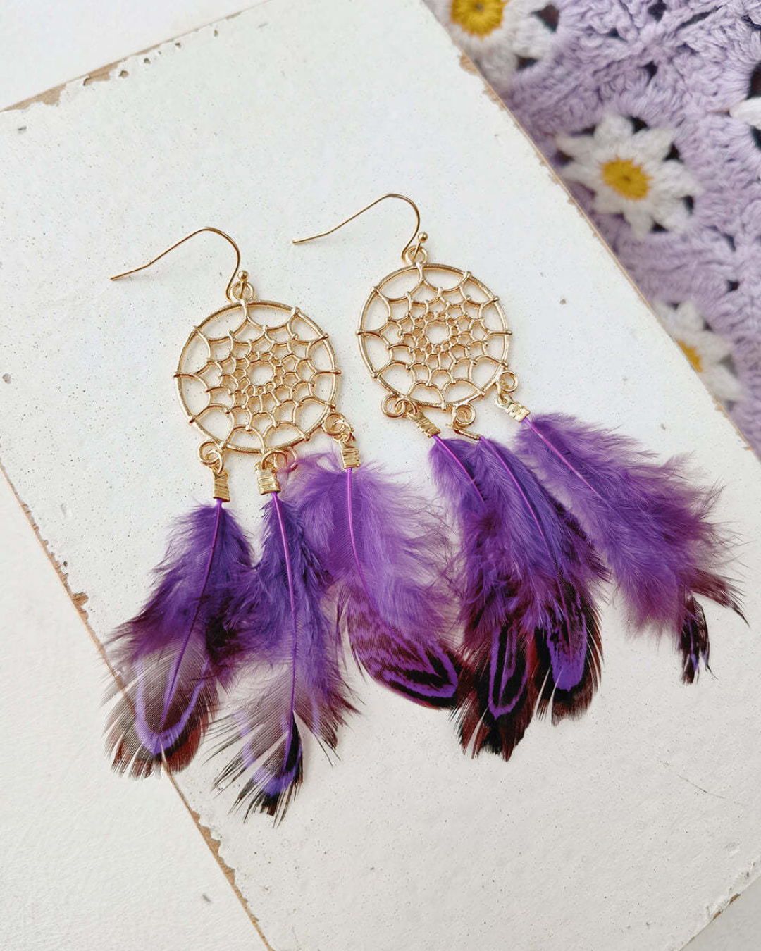 Mystic Plum Dreamcatcher Earrings