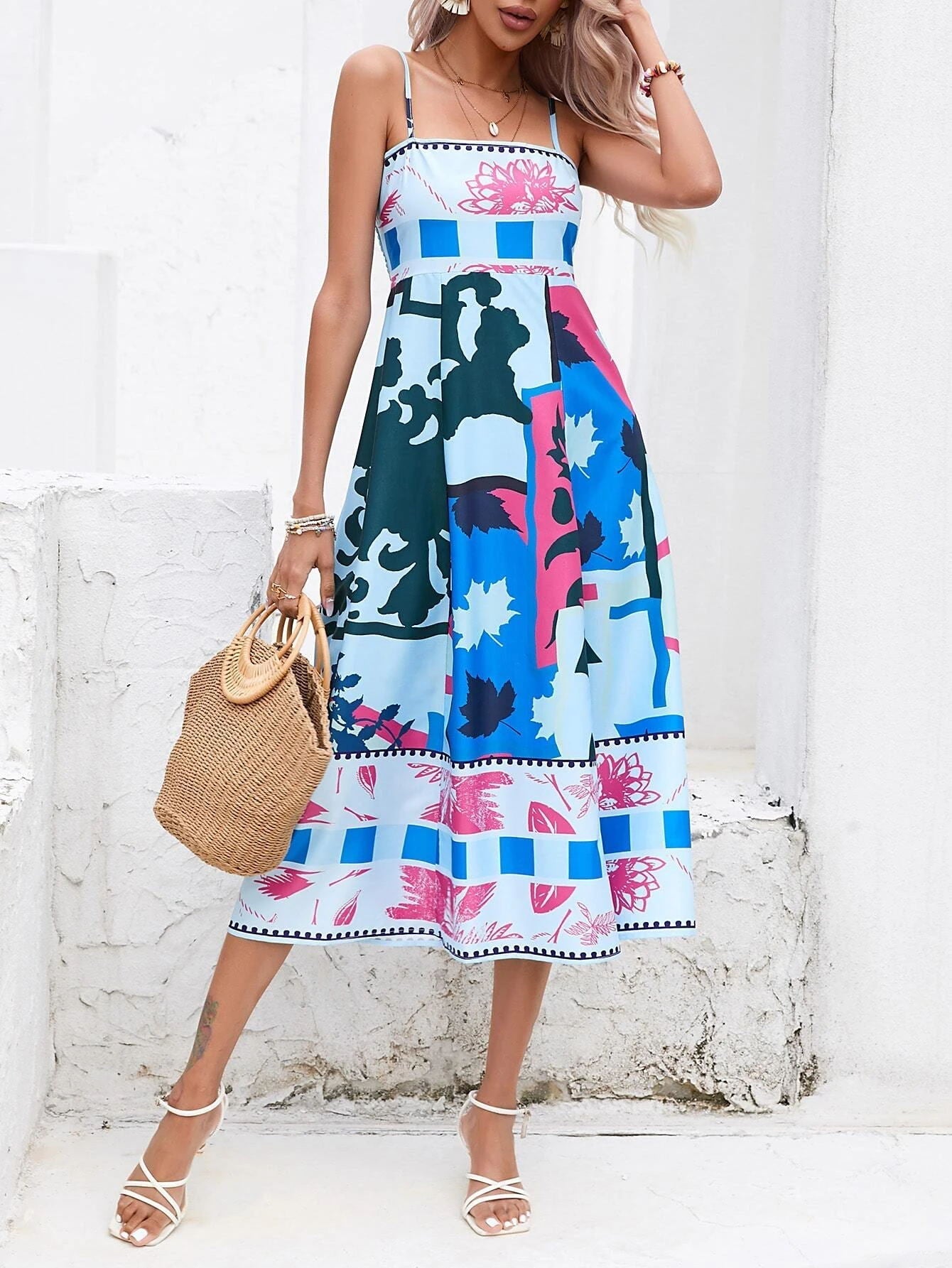 Vibrant Vision Patchwork Midi Dress