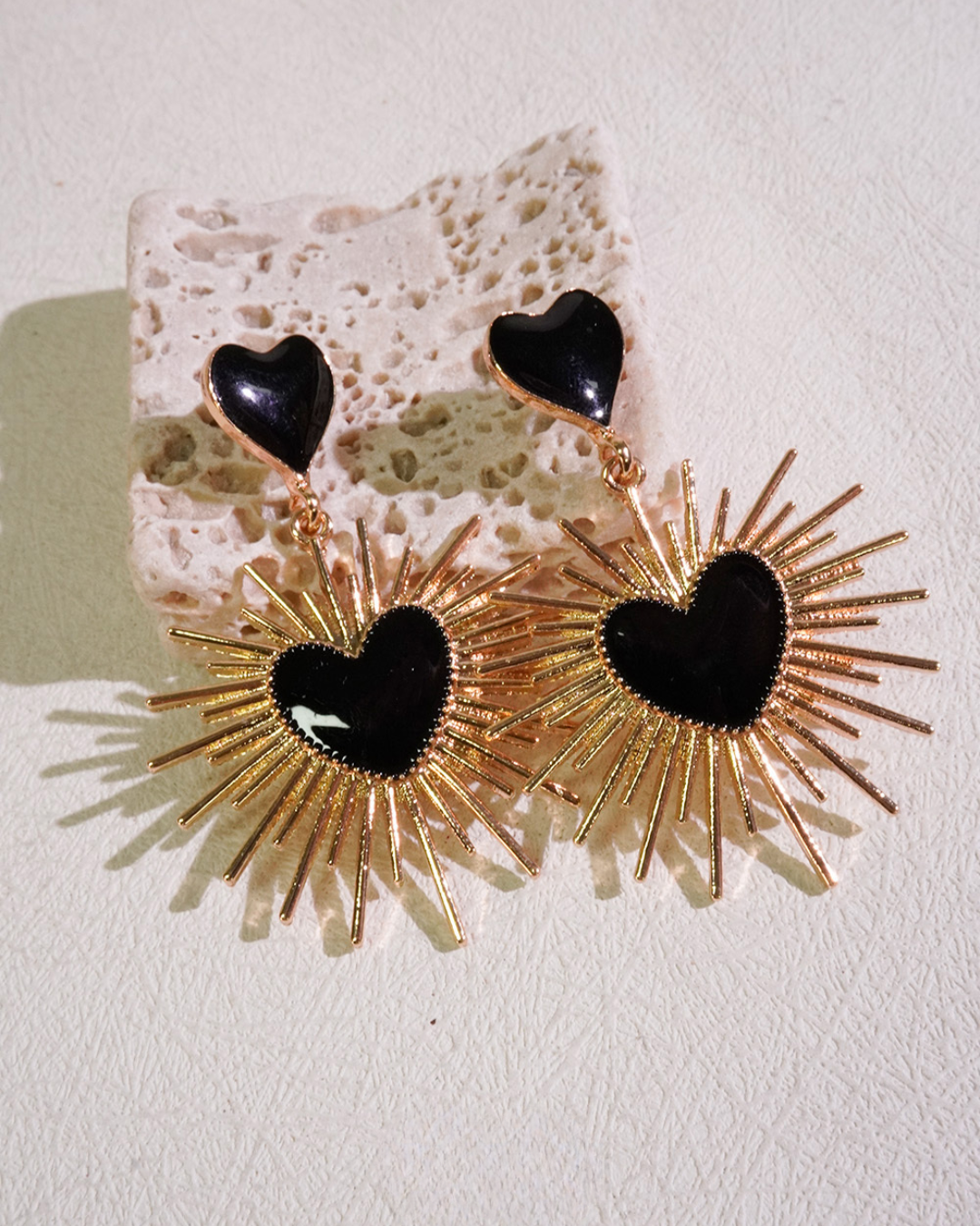 Midnight Thornburst Heart Earrings
