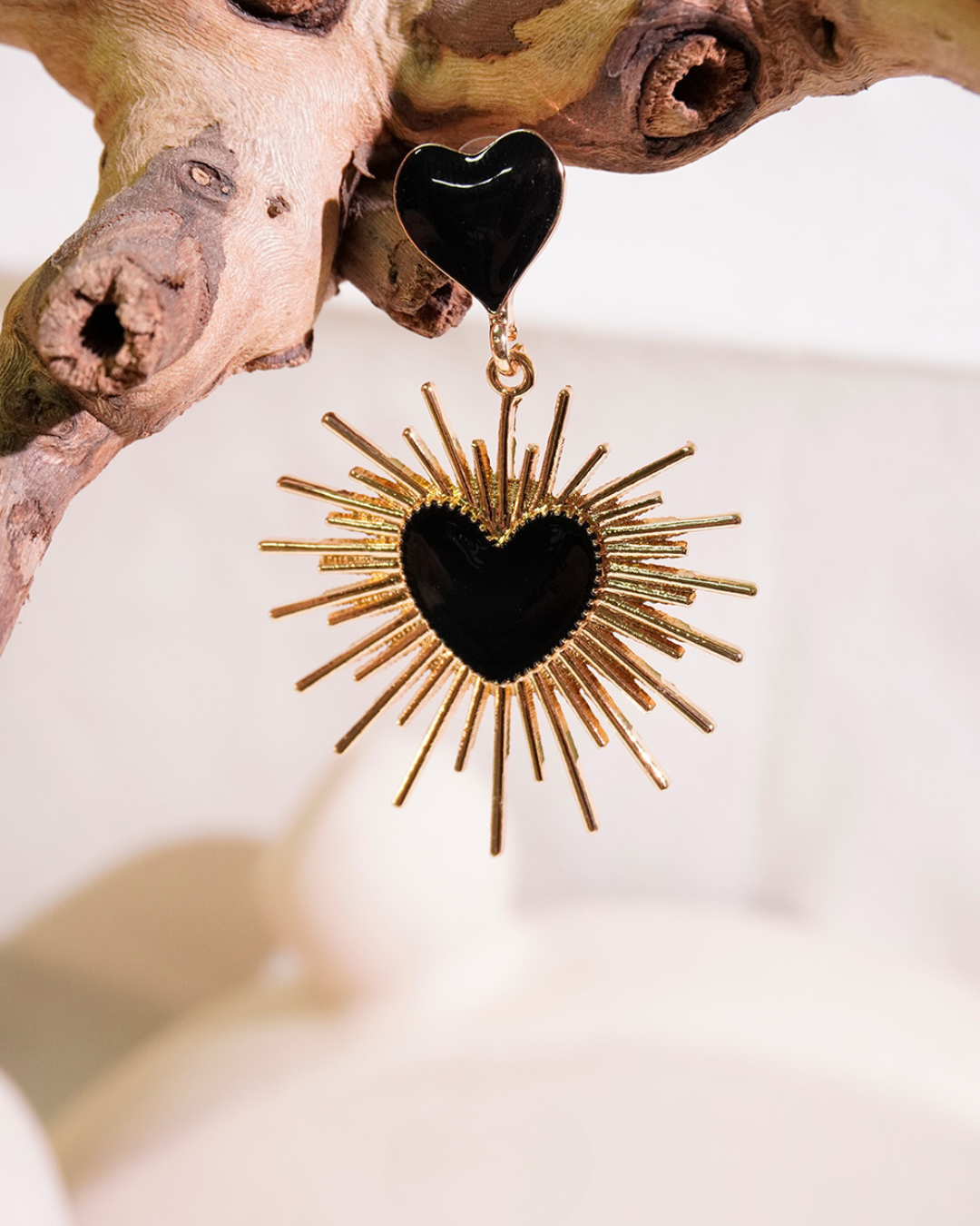Midnight Thornburst Heart Earrings