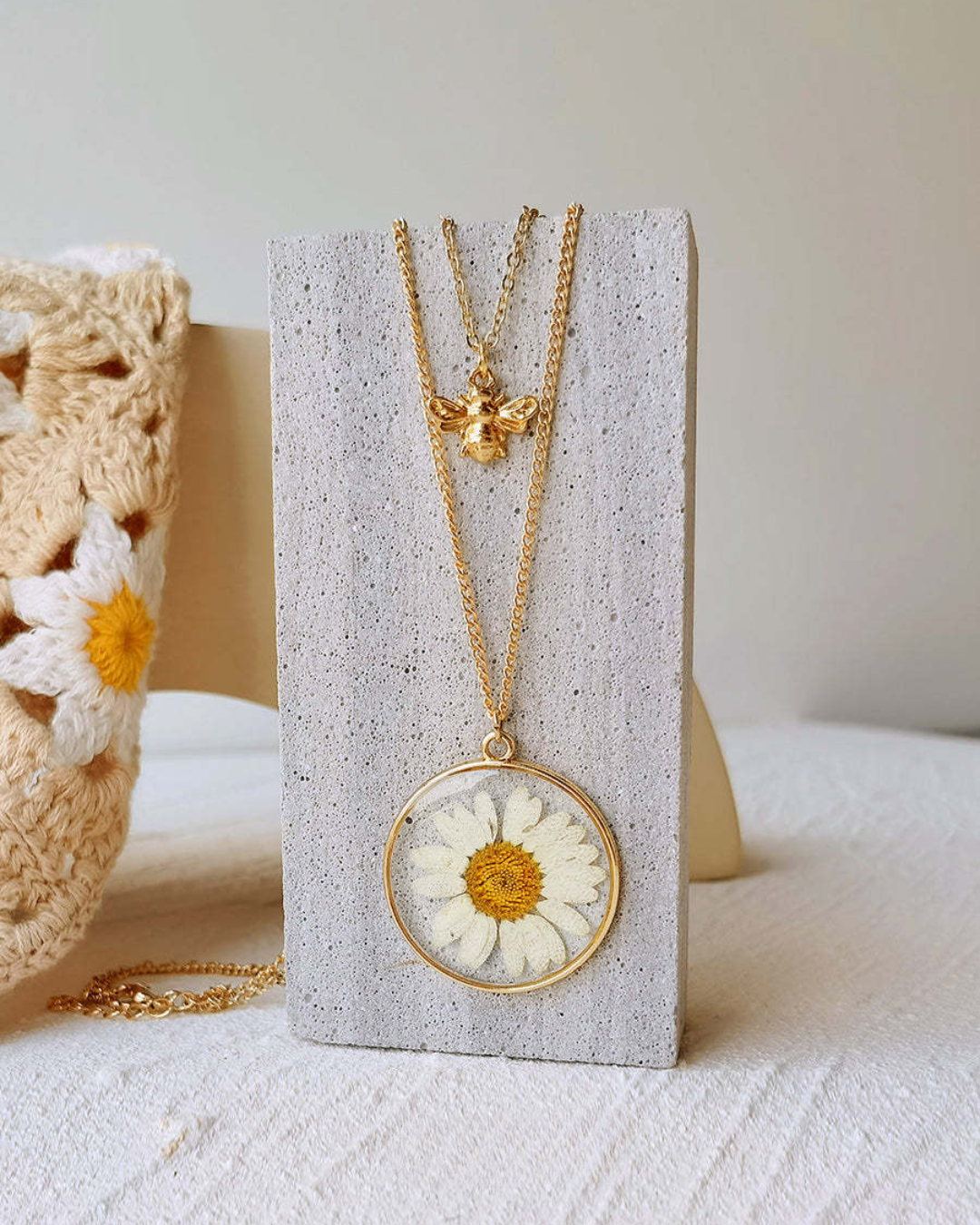 Sweet Meadow Bee & Flower Necklace