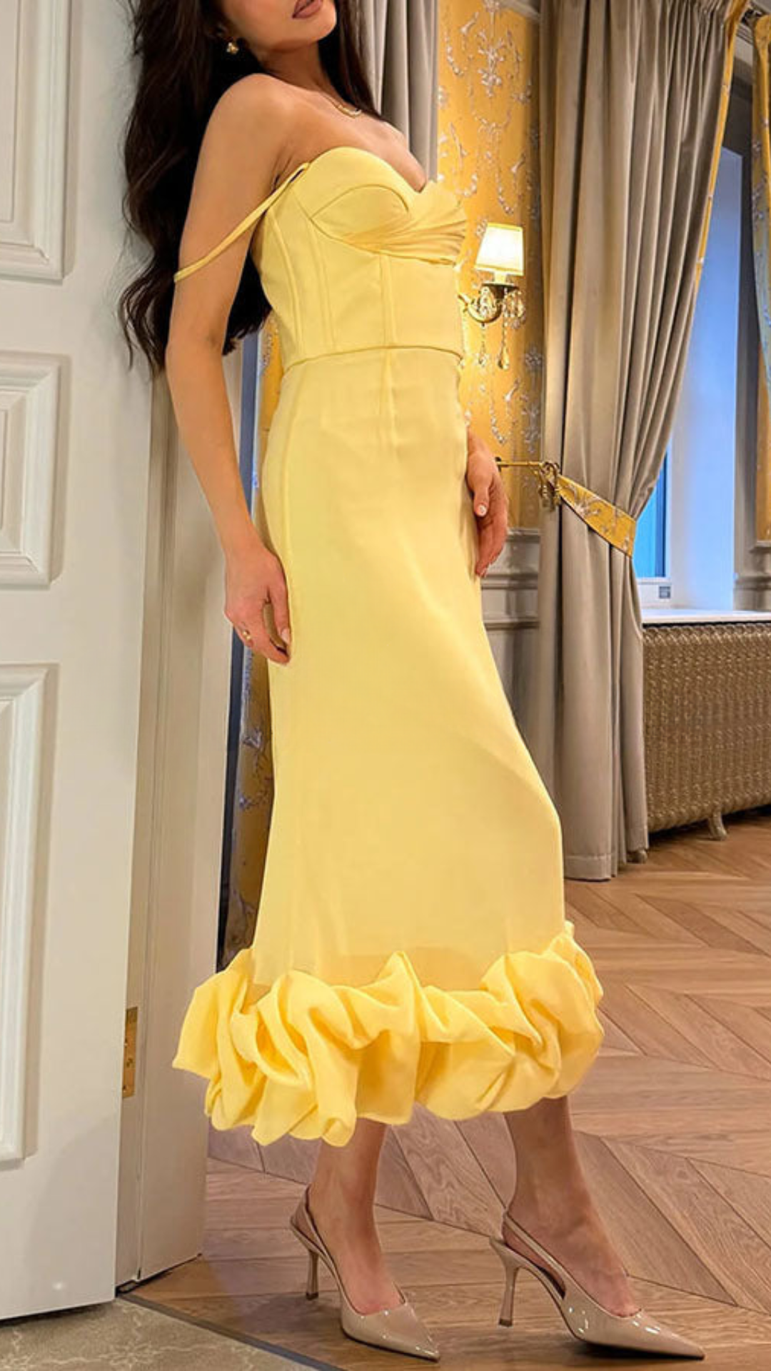 Isolde Drapiertes Glow-Midikleid