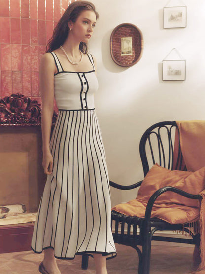 Striped Elegance Midi Dress