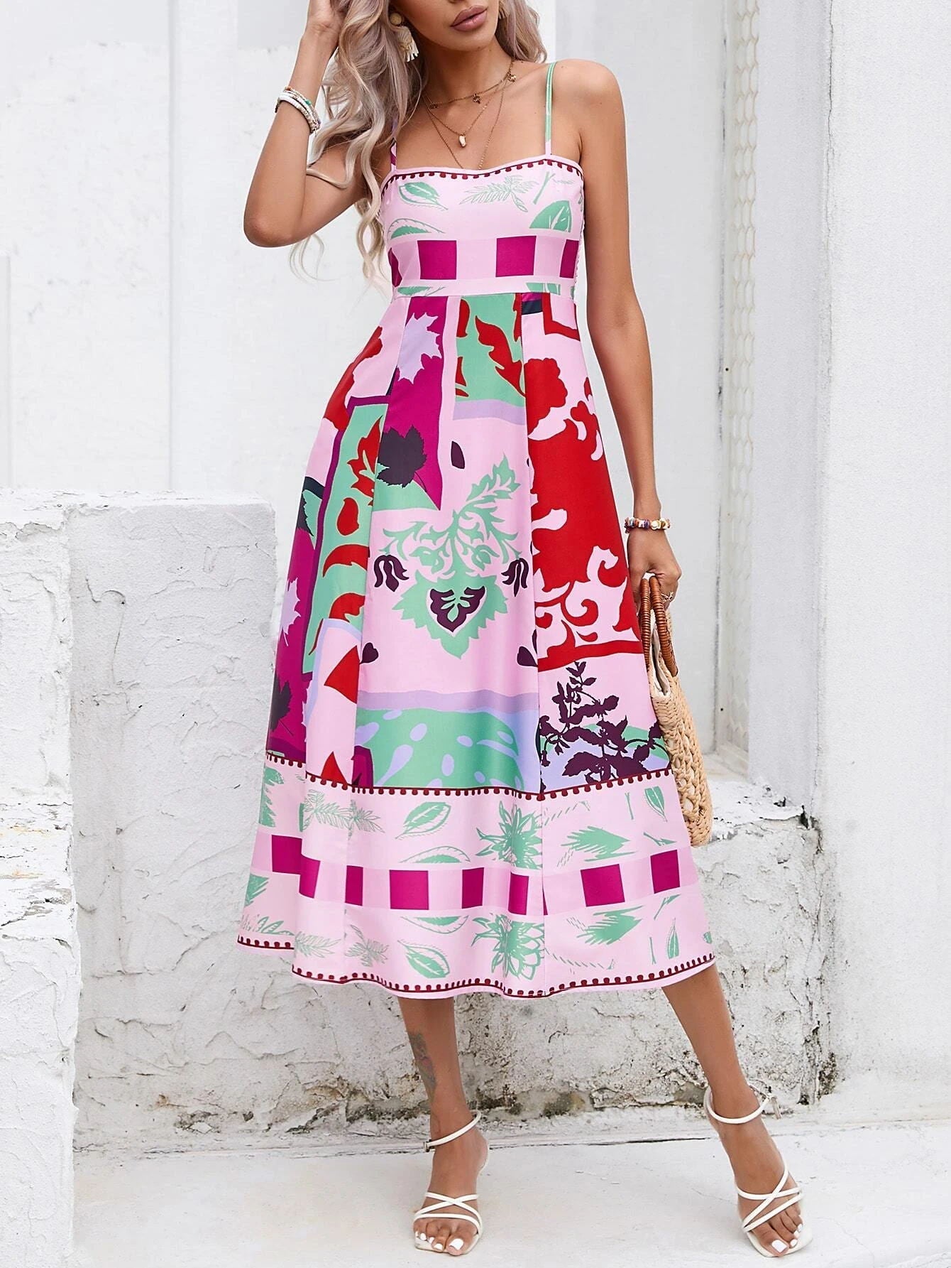 Vibrant Vision Patchwork Midi Dress