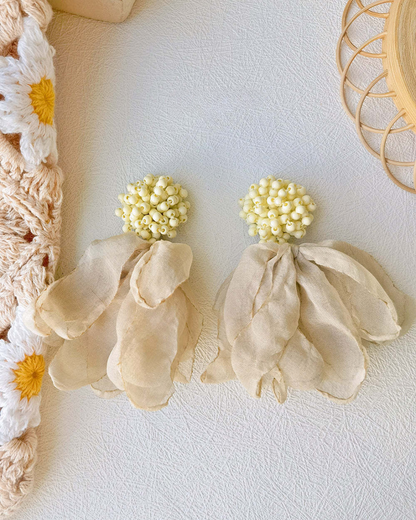 Cream Blossom Statement Earrings