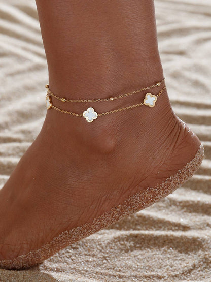 Four Leaf Clover Butterfly Star Moon Anklet