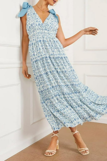 Soft Horizon Bow Midi Dress