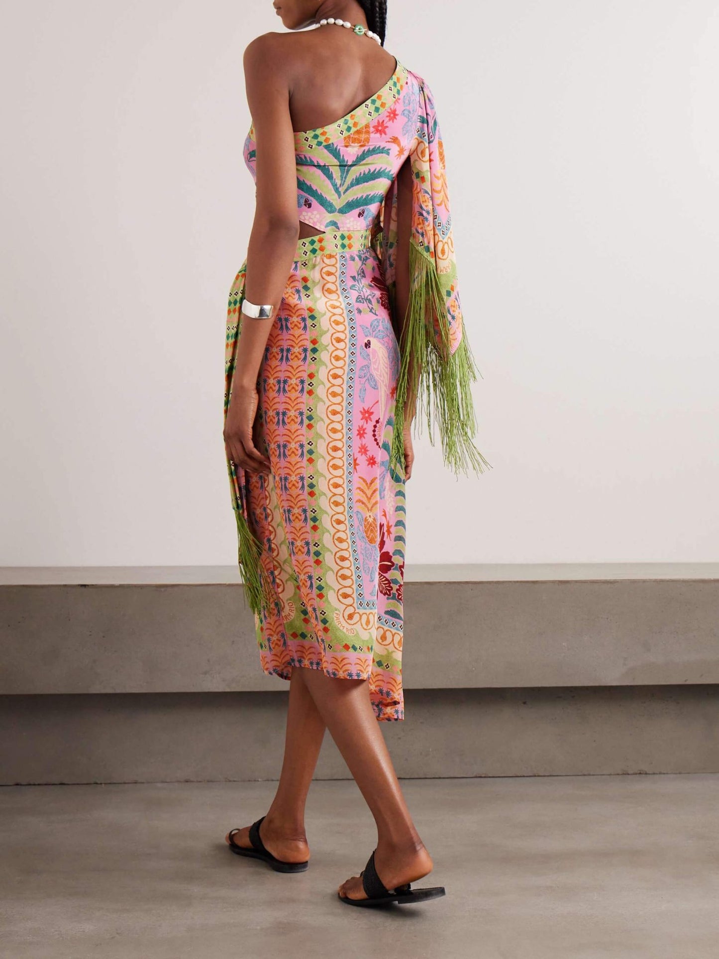Palm Paradise One - Shoulder Midi Dress - TheBohoBloom