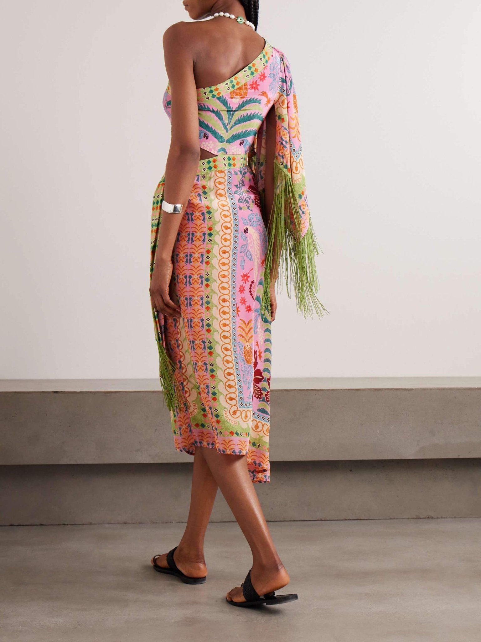 Palm Paradise One - Shoulder Midi Dress - TheBohoBloom