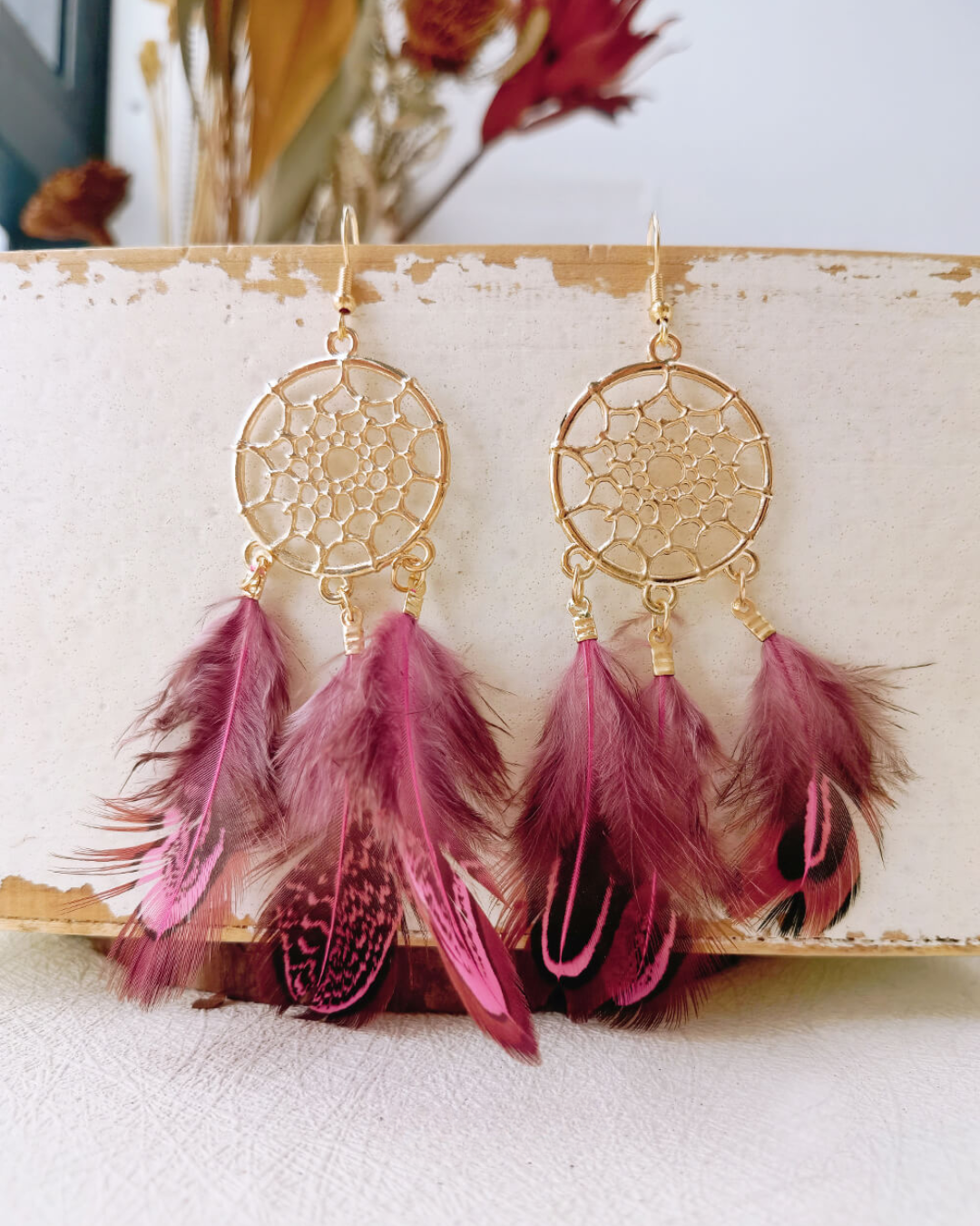 Mystic Plum Dreamcatcher Earrings