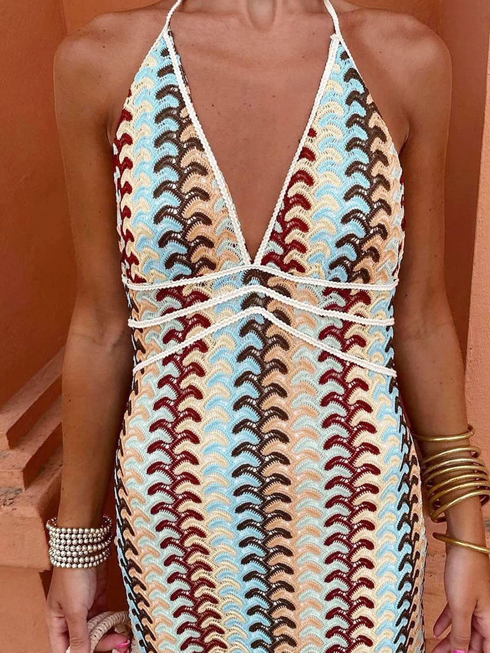Halter Waves Maxi Dress - TheBohoBloom