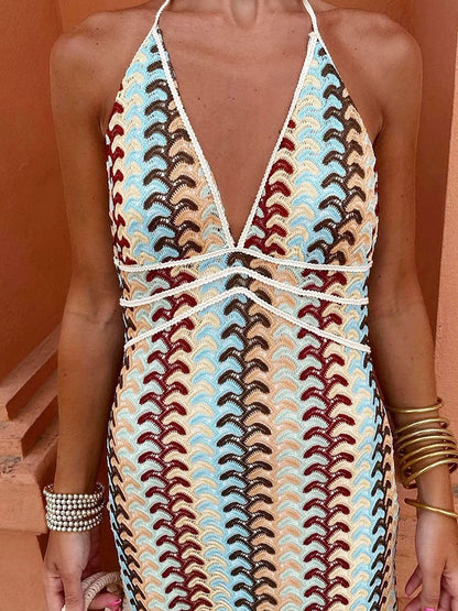 Halter Waves Maxi Dress - TheBohoBloom