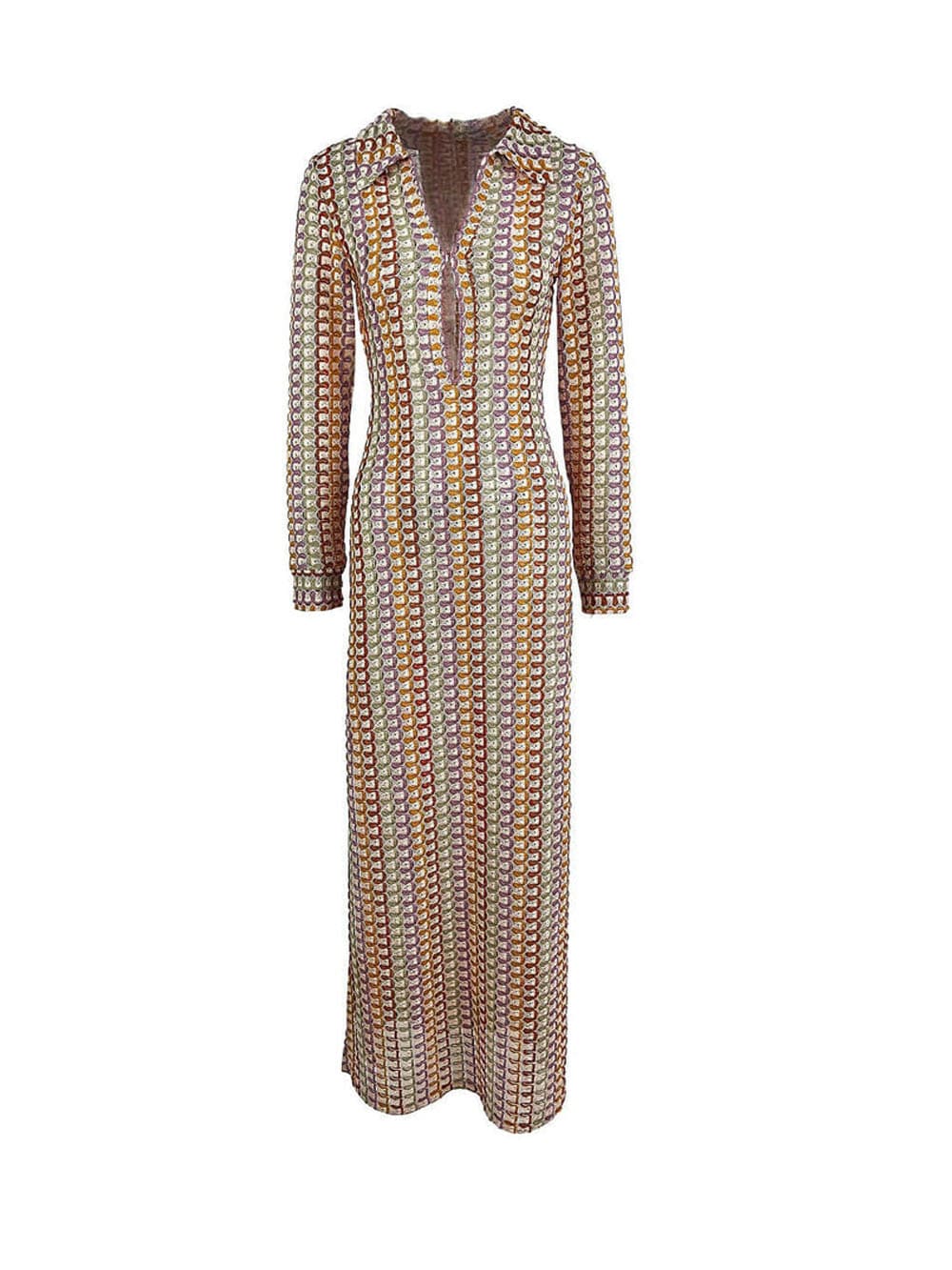Earthy Elegance Wavy Maxi Dress - TheBohoBloom